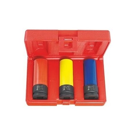 Holex 1/2 inch Drive Impact Socket Set, 3 Pc, 17 mm - 21 mm 651221